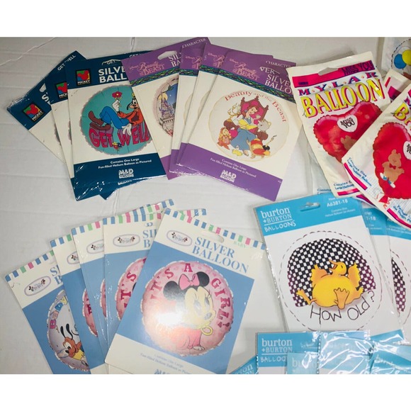 Big Lot of 55 Mylar Balloons Assorted Themes Disney Boy Girl Get Well Mickey NOS - Picture 6 of 11